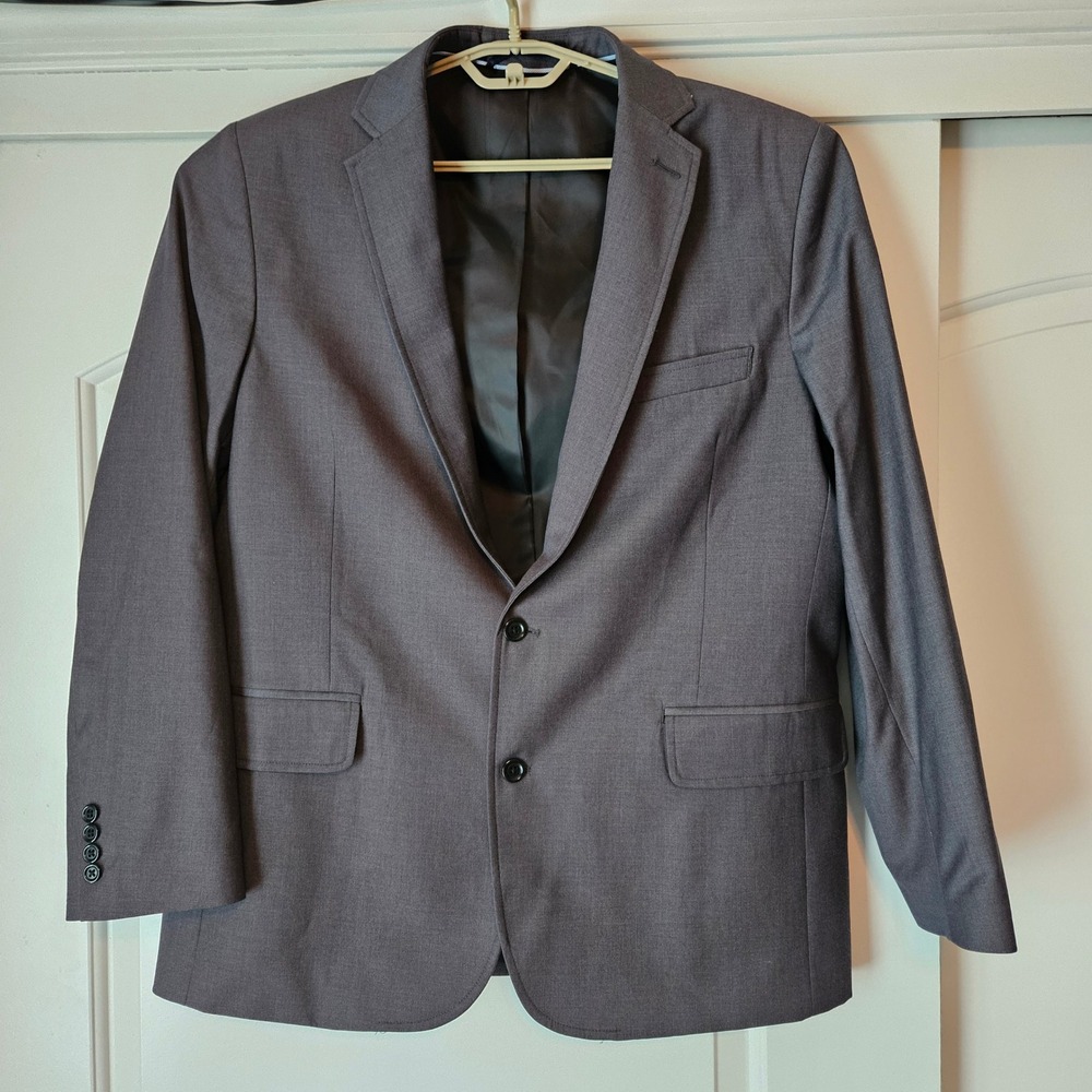 Lands End Mens Gray Traditional Fit 2-Button Blazer Sport Coat 44 Reg Wool Blend